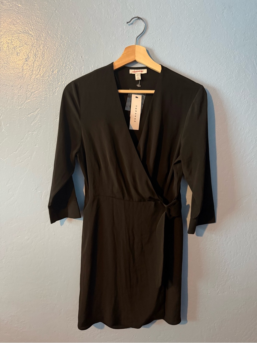 Topshop Black Long Sleeve Wrap Dress